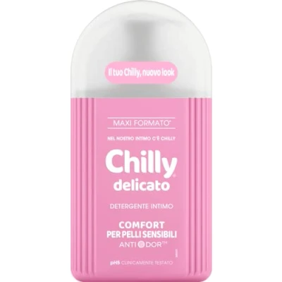 Abbildung von Chilly, Sanftes Intimreiniger, Intimhygiene Reiniger mit geruchshemmendem Molekül sanfte und beruhigende Formel PH 5, klinisch getestet Flasche 300 ml