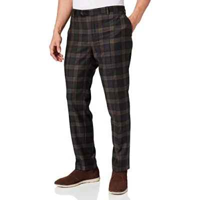 Abbildung von Hackett London Mens Plaid Flannel Pants, 878brown, 38W/30L