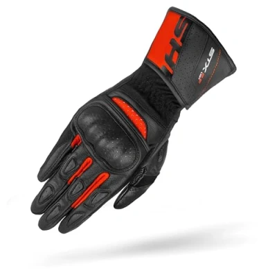 Abbildung von SHIMA STX Motorrad Handschuhe Damen Leder Lange Sommer Motorradhandschuhe Schutz Touchscreen Touren Lederhandschuhe Motorcycle Belüftet Verstärkt Scheibenwischer (Damen, Rot, L)