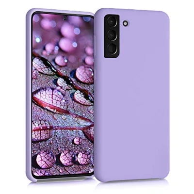 Abbildung von kwmobile Hülle kompatibel mit Samsung Galaxy S21 Plus Silikon Handy Case Handyhülle weiche Oberfläche kabelloses Laden Lavendel