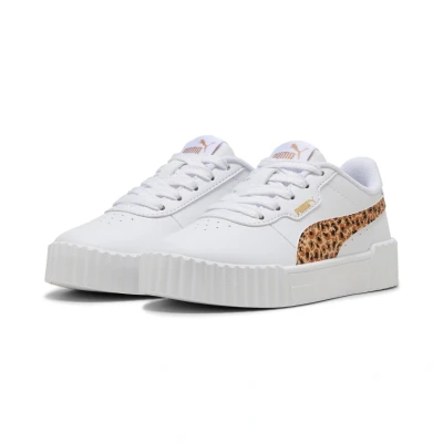 Abbildung von Puma Carina Unisex Sneaker low für Kinder, Größe: 30, White/light sand/gold Schuhe