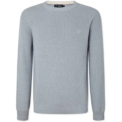 Abbildung von HACKETT LONDON Herren Mouline Crew Pullover Sweater, Blue (Chambray/Ecru), XS