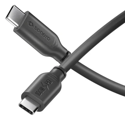Abbildung von Sonero® USB C auf Ladekabel, Handy Schnellladekabel C, Kabel Typ 2.0, 100W PD, schwarz, 0,50m