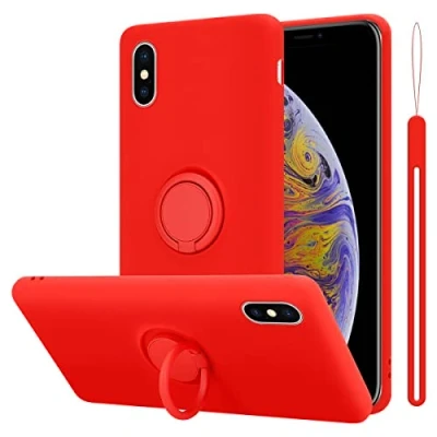 Abbildung von Cadorabo Hülle kompatibel mit Apple iPhone XS MAX Schutzhülle TPU Silikon Case Liquid Design Ring Slim Kratzfest Liquidsilikon Microfaser Rundumschutz für in Rot