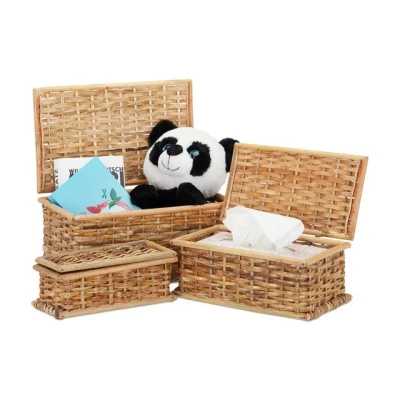 Abbildung von relaxdays Aufbewahrungskorb Körbchen 3er Set Rattan