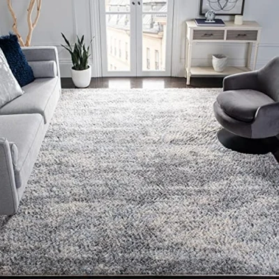 Abbildung von SAFAVIEH Zottelig Teppich für Wohnzimmer, Esszimmer, Schlafzimmer Berber Shag Collection, Kurzer Flor, Grau, 244 X 305 cm