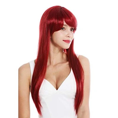 Abbildung von WIG ME UP YZF 41062 T1557 Damenperücke Perücke Damen Cosplay lang glatt Pony gescheitelt Rot