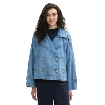 Abbildung von TOM Tailor denim EASY Jeansjacke, Damen, Größe: XL, Used mid stone blue