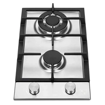 Abbildung von K&amp;H Domino 2 Zonen Edelstahl Gaskochfeld 30cm Wok Brenner Erdgas Autark Eingebaut 2Z KHSSW