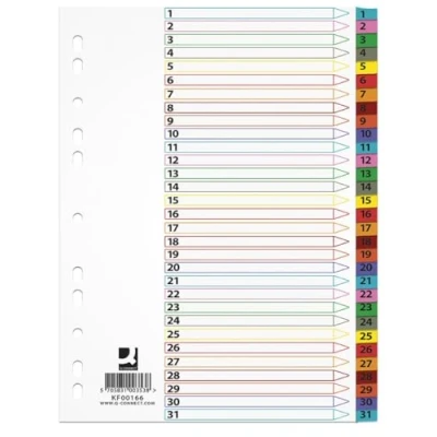 Abbildung von Register Q CONNECT Mylar, Karton, A4, 225x297mm, 1 31, 31 Stück, laminiert