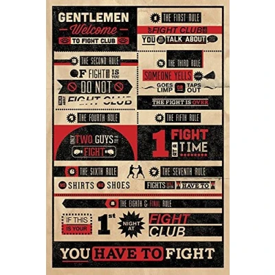 Abbildung von Close Up Fight Club Poster Rules Kampf Regeln (61 cm x 91,5 cm) + Ãœ