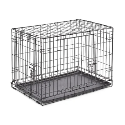 Abbildung von New World B30DD Hundebox, mit Doppeltür, 76 cm, für kleine Hunderassen, auslaufsicherer Bodenwanne, Bodenschutzfüßen und patentierten Funktionen