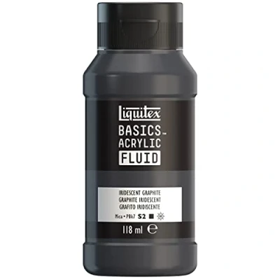 Abbildung von Liquitex 8870419 Basics Fluid Acrylfarbe mit fließender Konsiszenz, schnell trocknend, lichtecht, wasserfest, auf Wasserbasis, 118ml Flasche Irisierendes Graphit