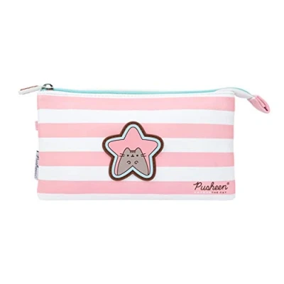 Abbildung von Grupo Erik Mäppchen Pusheen Rose Federmappe 3fach Stift Etui Schule Federmäppchen Mädchen Schlampermäppchen Jungen Federtasche 3 fächer Offizieller Merch