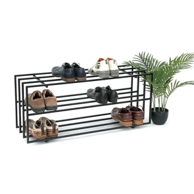 Abbildung von DanDiBo Schuhregal Metall Schwarz 3 Ebenen Schuhablage Schuhschrank Modern