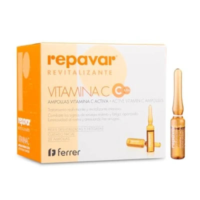 Abbildung von Repavar Revitalizante Vitamina C Activa para el Cuidado Facial Previene Envejecimiento Tratamiento Reafirmante y Intensivo 20 Ampollas de 1 ml