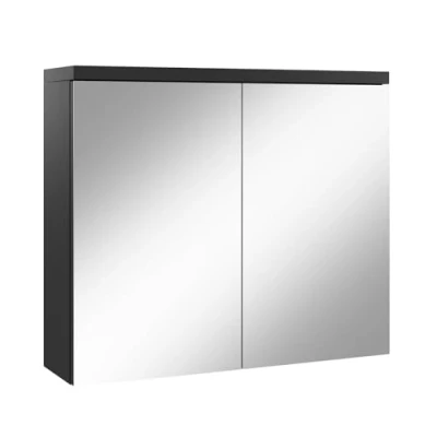 Abbildung von Badezimmer Spiegelschrank Toledo 80cm Schwarz Stauraum Unterschrank Möbel Zwei Türen Badschrank