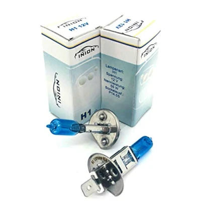 Abbildung von INION 2x Stück H1 55Watt P14,5s 12V Halogen Lampen Blue Vision Optik Faltschachtel (H1)