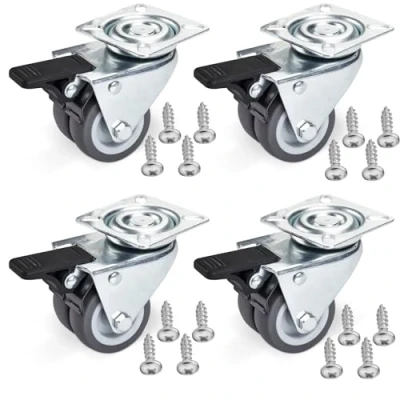 Abbildung von SO TECH® Schwerlastrolle Transportrolle Ø 50 mm mit Anschraubplatte 60x60 mm, (4 St), Tragkraft / Stück: 100 kg, Möbelrolle Bremse