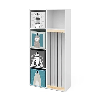 Abbildung von Vicco Bücherregal Marvin, Weiß, 72 x 143 cm mit 4 Faltboxen opt.2