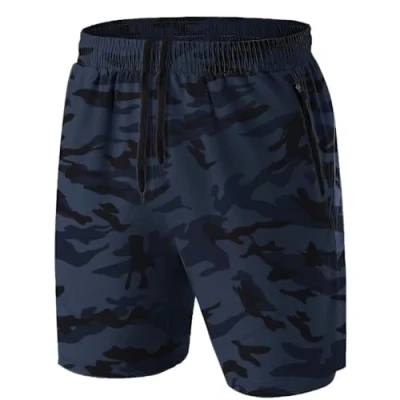 Abbildung von Herren Sport Shorts Kurze Hose Schnell Trocknend Sporthose Leicht mit Reißverschlusstasche(Camo Marine,EU 4XL/US 3XL)
