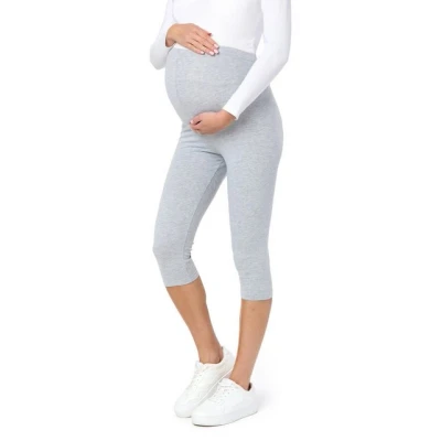 Abbildung von Be Mammy 3/4 Umstandsleggings Kurz aus Baumwolle bequeme und blickdichte Schwangerschaftsleggings Umstandsmode BE20 229 (Melange, S)