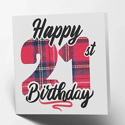 Abbildung von Maturi Karte zum 21. Geburtstag, Schottenkaro, innen unbeschriftet