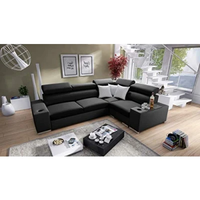 Abbildung von All4All Ecksofa mit Schlaffunktion Plato 282x205 cm Sofa Bettkasten Schlafsofa L Form Eckcouch für 4 Personen Wohnzimmer Seite rechts Schwarz 26