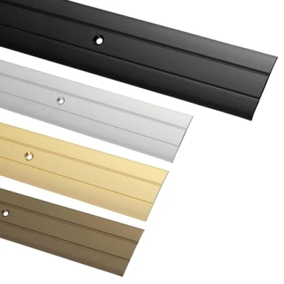 Abbildung von Gedotec Übergangsprofil zum Schrauben Alu Schwarz 200 cm Länge 2 m Breite 37 mm 1 Stk Übergangsschiene für Fußböden Aluminium Boden Leiste Übergangsleiste gelocht Bodenprofil Türschwelle