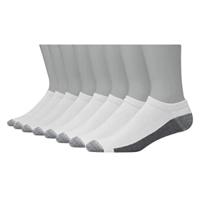 Abbildung von Hanes Herren, Max, Black &amp; White, 6 and Ultimate 8er Pack Ultra Cushion FreshIQ Geruchskontrolle mit feuchtigkeitsableitenden Low Cut Socken, Weiß, 8 Stück, 37.5 46 EU