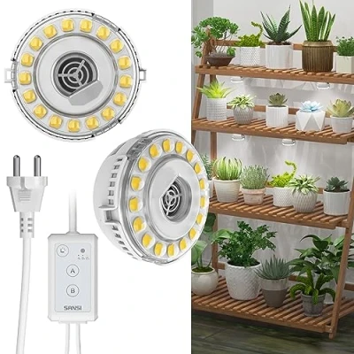 Abbildung von SANSI LED Pflanzenlampe, 10W (entspricht 150 Watt), Vollspektrum 2 Kopf Lampe für Zimmerpflanzen, hängende Pflanzenlichter mit time Schalter Zimmerpflanzenregal, Gewächshaus, Hydrokultur