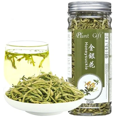 Abbildung von Plant Gift Geißblatt Tee, getrocknete Blumen, Jinyinhua, Kräutertee, Bio Kräutermedizin, reines und medizinisches chinesisches Kraut, 40 g