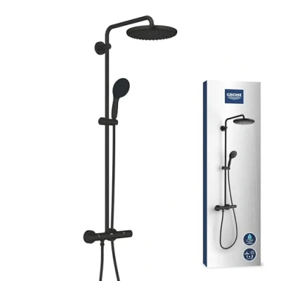 Abbildung von Grohe Vitalio Start System 250 Duschsystem mit Thermostat für die Wandmontage mattschwarz