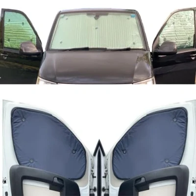 Abbildung von Fensterrollo Set Kombatibel Mit Iveco Daily (2000 2014)(Frontset) Rückseite einfärben Marine, Reversibel und Thermisch