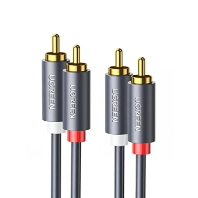 Abbildung von UGREEN Cinch Kabel 2M Stereo Audio auf 2RCA für Verstärker, Heimkino, Fernsehen, DVD usw. Vergoldeter Kontakte