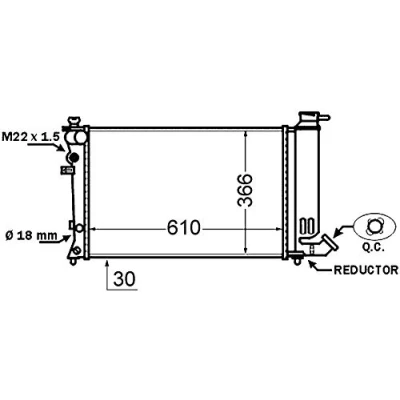 Abbildung von MAHLE ORIGINAL CR 1431 000S Kühler, Motorkühlung 610mm 359mm 30mm mit Schraube Automatikgetriebe Kühlrippen mechanisch gefügt PEUGEOT: 306 Schrägheck