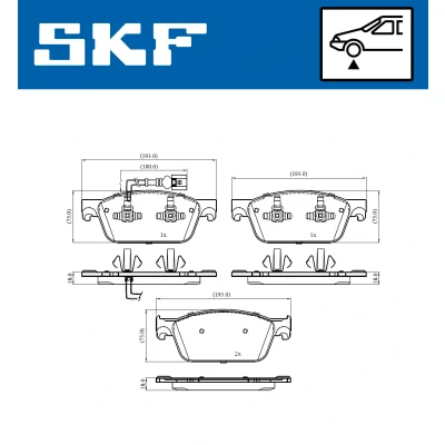 Abbildung von SKF VKBP 80445 E Bremsbelagsatz inkl. Verschleißwarnkontakt VOLKSWAGEN: California T6 Bus