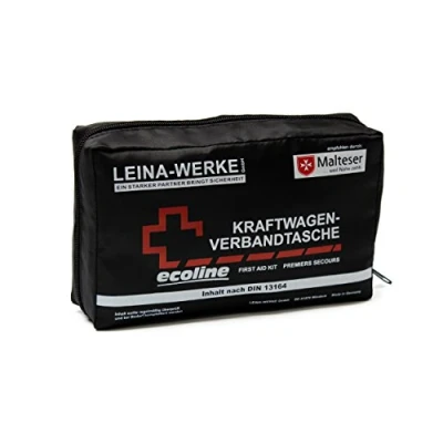 Abbildung von Leina Werke 11042 KFZ Verbandtasche Compact Ecoline ohne Klett, Schwarz/Weiß/Rot