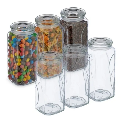 Abbildung von relaxdays Vorratsglas 6er Set Vorratsgläser mit Deckel 1300 ml, Glas
