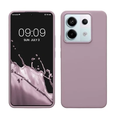 Abbildung von kwmobile Hülle kompatibel mit Xiaomi Redmi Note 13 Pro 5G / Poco X6 Silikon Handy Case Handyhülle weiche Oberfläche kabelloses Laden Nude Lilac