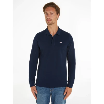 Abbildung von Tommy Jeans SLIM Placket Poloshirt, Herren, Größe: Large, Dark night navy