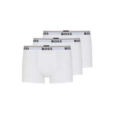 Abbildung von BOSS Herren Power Boxer Trunks Unterhosen Cotton Stretch 3er Pack, Farbe:Weiß, Wäschegröße:S, Artikel: 100 White