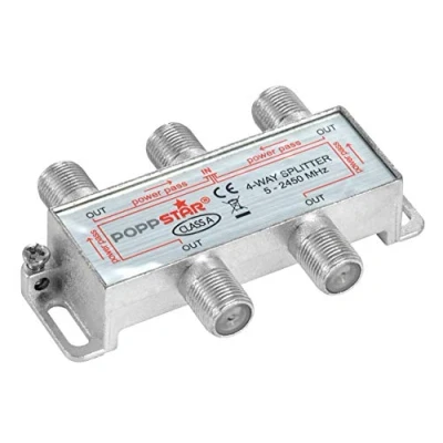 Abbildung von Poppstar Sat Verteiler Splitter Umschalter 4 Fach (analog/digital/BK/unicable/HD/4K tauglich) für TV, Satellit, Fernseher, Radio, LNB