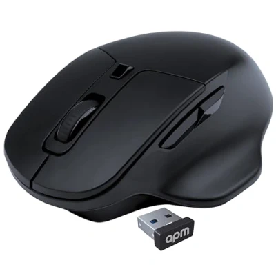 Abbildung von APM Office Maus, kabellos, 2,4 GHz, leise, USB Empfänger, DPI verstellbar 800/1200/1600, 6 Tasten, Akku inklusive, kompatibel mit PC, Mac, Laptop, 571172