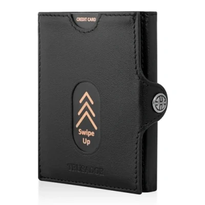 Abbildung von Trusador Mini Geldbörse Valencia Unisex Slim Wallet kleiner Leder Geldbeutel Münzfach (Hergestellt in der Türkei, Handarbeit Made Europe), Vollnarbenleder, besonders klein,