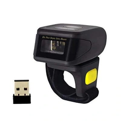 Abbildung von Alacrity Wearable 1D 2D Wireless Barcode Scanner, Bluetooth 2,4 GHz USB Wired 3 in 1, tragbarer Mini Ring Leser für Windows, Android, iOS