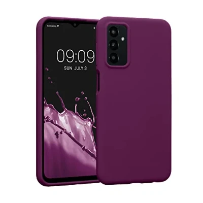 Abbildung von kwmobile Hülle kompatibel mit Samsung Galaxy M23 5G Silikon Handy Case Handyhülle weiche Oberfläche kabelloses Laden Bordeaux Violett