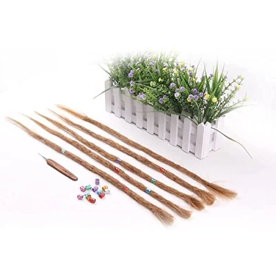 Abbildung von 100% Echthaar Dreadlock Extensions 20 Zoll 5 Stränge/Pack Handgemachte Crochet Dreadlocks Extension Für Frauen/Männer Haar (Hellbraune Farbe)
