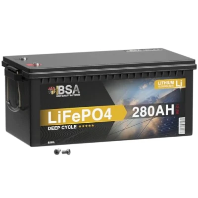 Abbildung von BSA LiFePO4 280Ah 12V Lithium Batterie Solarbatterie inkl. BMS Wohnmobil USV Solar Boot Akku ers. 200Ah Bootsbatterie