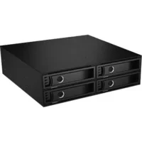 Abbildung von Icy Box IB 2242SSK 4 fach Backplane (Formfaktor 1x 5,25&quot;) für 4x 2,5&quot; (6,35 c m) SATA/SAS HDD/SSD, Voll Metall, 2x Lüfter, abschließbar, schwarz